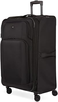 SwissGear Sion II Softside Expandable Luggage with Spinner Wheels, Black, Checked-Large 28-Inch