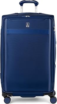 Travelpro VersaPack+ Lightweight Softside Expandable Checked Luggage, 8 Spinner Suitcase, TSA Lock, Men and Women, Checked Large 29-Inch, Estate Blue