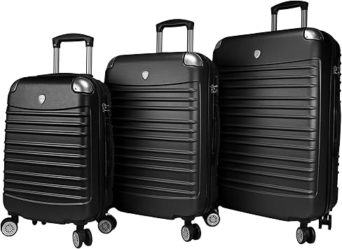 Dejuno Impact New Generation Hardside 3-Piece Spinner Luggage, Black, One_Size