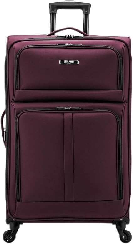 U.S. Traveler Anzio Softside Expandable Spinner Luggage, Burgundy, Checked-Large 30-Inch