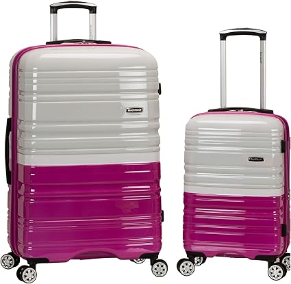 Rockland Melbourne Hardside Expandable Spinner Wheel Luggage, 2TONEWHITE, 2 Piece (20/28)