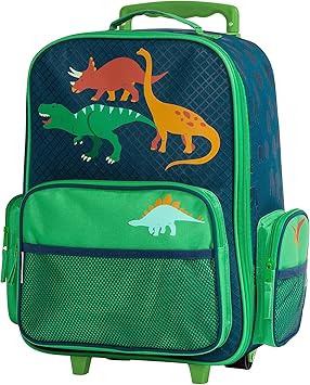 Stephen Joseph Kids' Classic Rolling Luggage, Green Dino, One Size