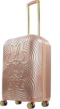 FUL Disney Minnie Mouse 25 Inch Rolling Luggage, Molded Hardshell Suitcase with Wheels, Rose Gold (FCFL0105-661)