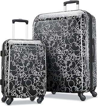 AMERICAN TOURISTER Disney Hardside Luggage With Spinner Wheels, Mickey Mouse Scribbler Multi-Face, 2-Piece Set (20/28)