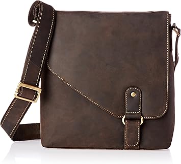 Visconti Hunter Oiled Distressed Leather Messenger Shoulder Bag, Brown, One Size