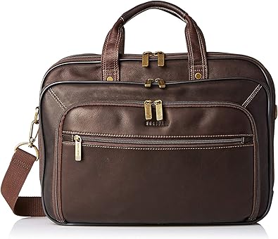 Heritage Travelware Colombian Leather Double Gusset Top Zip Ez Scan Computer Case Holds Most 15.6