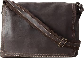 David King & Co. Leather Full Flap Laptop Messenger L Distressed, Cafe, One Size