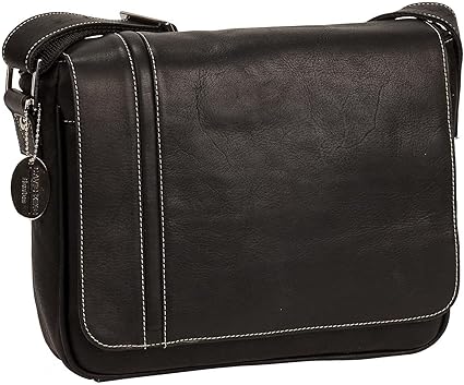 David King & Co. Deluxe Medium Messenger with Inlay, Black, One Size