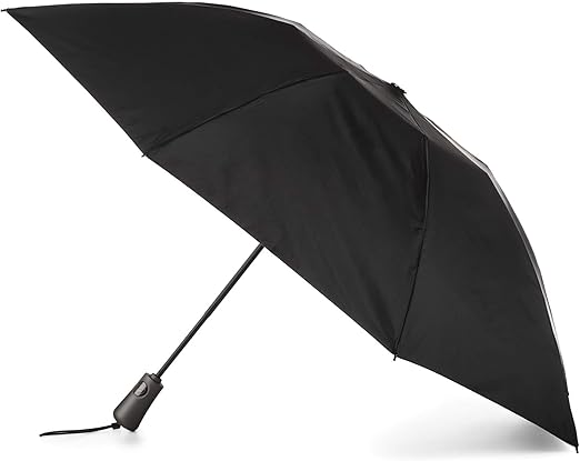 totes Reverse Close Folding Inbrella with Auto Open Close and Compact, Windproof Design, Black