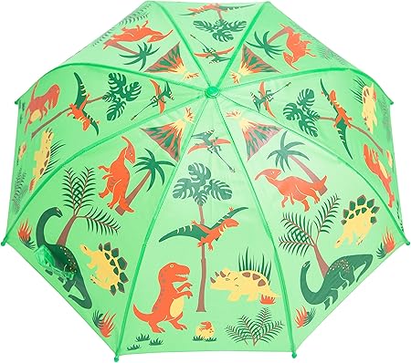 Babalu Kids Umbrella - Childrens 18 Inch Rainy Day Umbrella - Dinosaurs Green/Red