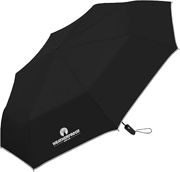 Weatherproof Automatic Rain Umbrella, Compact, Lightweight, and Wind Resistant Folding Umbrella for Travel, Full 42 Inch Arc, Black