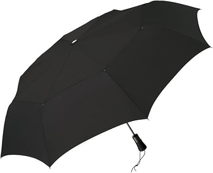 ShedRain WindPro - Vented Auto Open Auto Close Portable Compact Travel Umbrella for Rain and Wind with Teflon, Black