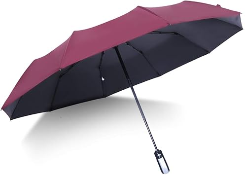 Folding Umbrella, Red, Auto Open/Close, Windproof, Travel-Ready, Lightweight, Waterproof