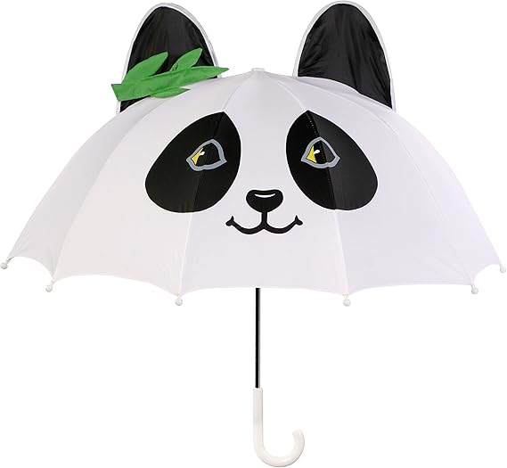 Kidorable White Panda Umbrella With Fun Pop-Out Ears and Bamboo