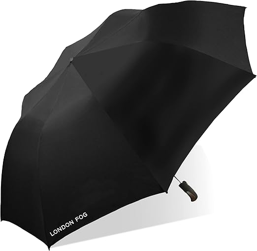 London Fog Rain Umbrella, Automatic Two Person Folding Umbrella, Windproof, Lightweight and Packable for Travel, Full 56 Inch Arc