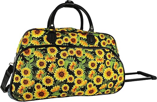 World Traveler Floral Prints 21-Inch Carry-On Rolling Duffel Bag, Sunflower