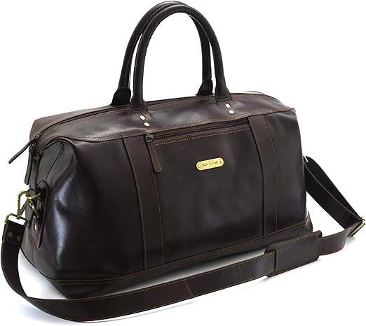 Style n Craft Duffle Bag in Full Grain Leather, Dark Brown