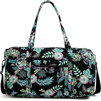 Vera Bradley Women's Cotton Lay Flat Travel Duffle Bag, Island Garden - Recycled Cotton, One Size