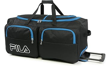 Fila 7-Pocket Large Rolling Duffel Bag, Black/Blue, One Size