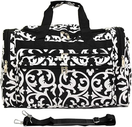 World Traveler Fashion Prints 19-inch Duffel Bag, Damask Black White