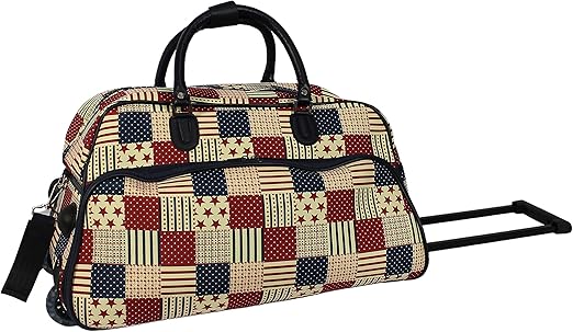 World Traveler Classic Prints 21-Inch Carry-On Rolling Duffel Bag, Flag