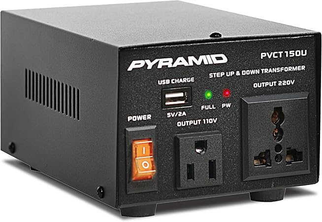 Pyle Step Up and Down Converter - 50 Watt Voltage Converter Transformer w/USB Charging Port, EU Power Adapter, AC Power Supply Cable 110V-240V, Selectable Voltage: 110V/200V/220V/240V - PVCT150U.5