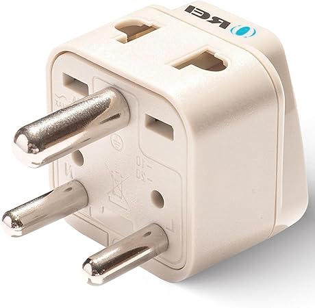 OREI USA to India Plug Adapter - Type D Plug Adapter - 2 in 1 - CE Certified - RoHS Compliant - Beige (DB-10)