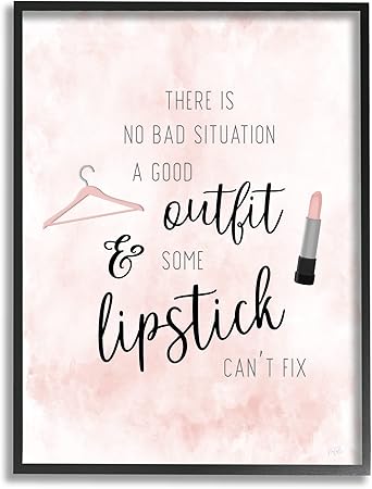 Stupell Industries Motivating Style Quote Glam Fashion Makeup Typography Framed Wall Art, Design By Natalie Carpentieri