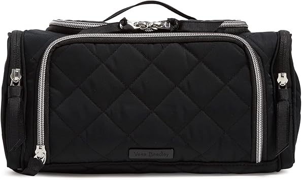 Vera Bradley Women's Performance Twill Large Travel Cosmetic Makeup Organizer Bag, Black, One Size