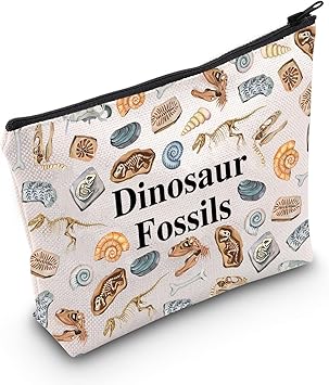 MNIGIU Dinosaur Fossils Cosmetic Bag Dinosaur Fan Gift Dino Bones Makeup Bag Paleontology Lover Gift