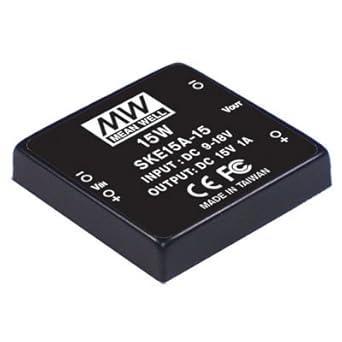 Mean Well SKE15A-12 Encapsulated DC-to-DC Converter, 12V, 1.25A, 15W, 5-Pins, 0.43