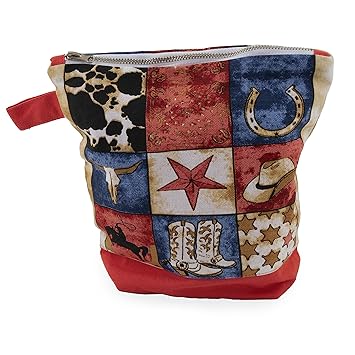 Boston International Zippered Pouch, Cowboy Collage, 9