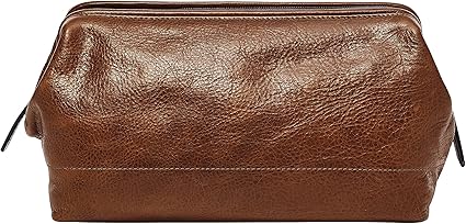 Fossil Leather Travel Toiletry Bag Shave Dopp Kit , Cognac (Model: MLG0724222)