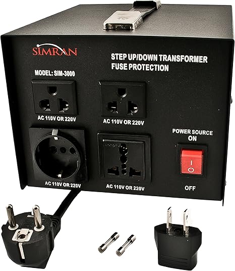 Simran SIM-3000 Step Up Down Voltage Transformer Power Converter, Black