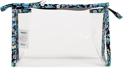 Vera Bradley Women's Clear Trapeze Cosmetic Makeup Organizer Bag, Dreamer Paisley, One Size