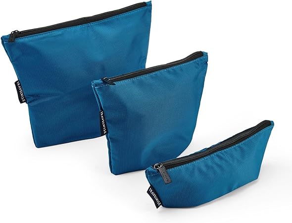 TravelWise 3 Piece Zip Pouch Set, Luggage and Travel Organizers, Blue