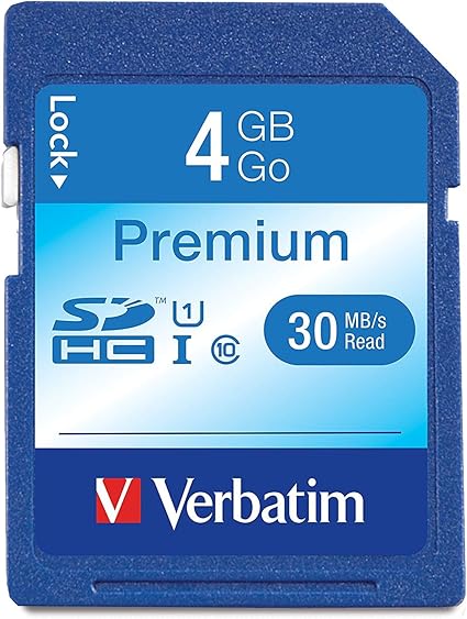 Verbatim 96171 4GB Premium SDHC Memory Card, UHS-I U1 Class 10, Blue