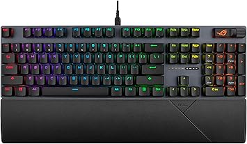 ASUS ROG Strix Scope II Gaming Keyboard, pre-lubed ROG NX Snow Linear Mechanical switches, Sound-dampening Foam, PBT doubleshot keycaps, Streaming hotkeys, Multi-Function Controls, Wrist Rest