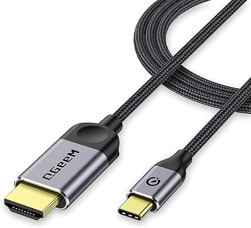 QGeeM USB C to HDMI Cable Adapter 6ft 4K, USB Type C to HDMI Thunderbolt 3/4 Compatible for iPhone 15 Pro Max,Galaxy,MacBook Pro/air,IPad pro,Surface,Dell XPS,HP,Thinkpad,Pixelbook, and More.