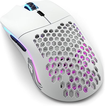 Glorious Model O- (Minus) Wireless Gaming Mouse - 65g Superlight Honeycomb Design, RGB, Ambidextrous, Lag Free 2.4GHz Wireless, Up to 71 Hours Battery - Matte White