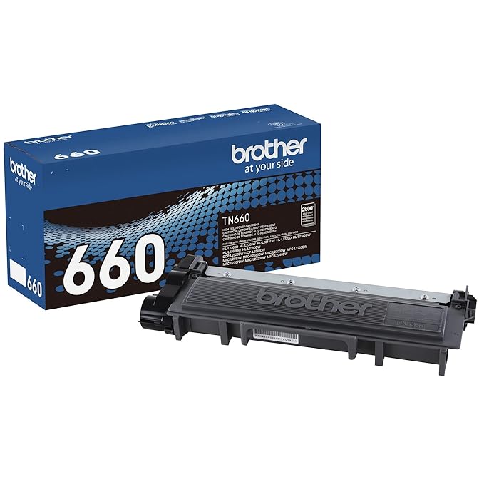 Brother TN660 High Yield Black Toner Cartridge, 2600 Page Yield, Amazon Dash Replenishment, Compatible with Multiple Brother Laser Printers