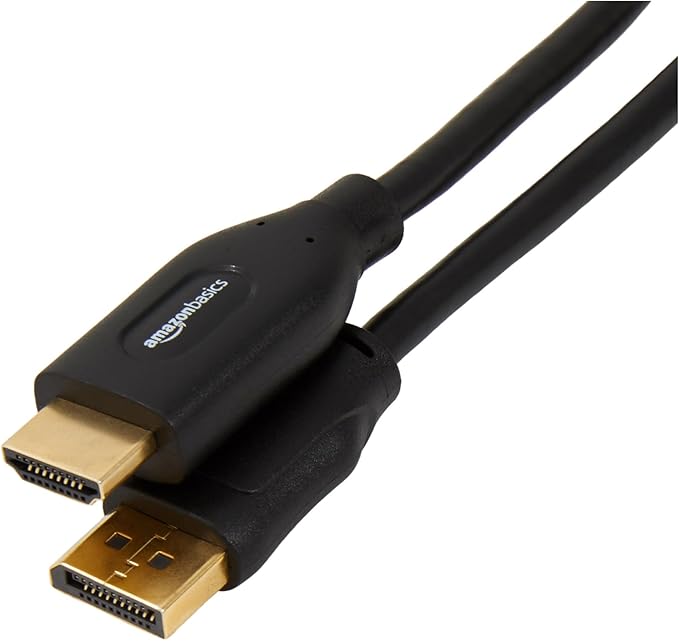 Amazon Basics DisplayPort (Source) to HDMI (Display) Cable, Uni-Directional, 4k@30Hz, 1920x1200, 1080p, Gold-Plated Plugs, 6 Foot, Black