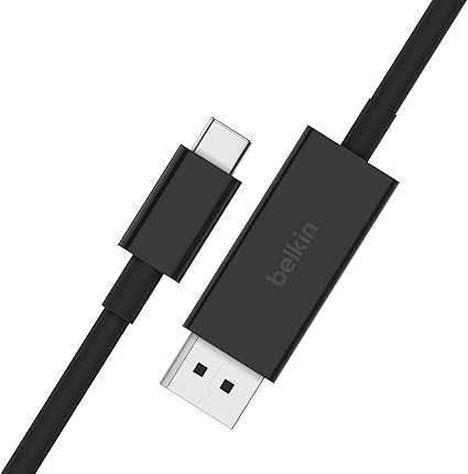 Belkin USB Type C to DisplayPort 1.4 Cable 6.6ft/2m, 32.4Gbps, 8K@60Hz or 4K@144HZ, with HBR3, DSC, HDCP 2.2, DP Alt Mode, Backwards Compatible, Works with Windows, MacOS, iPadOS, Android, and More