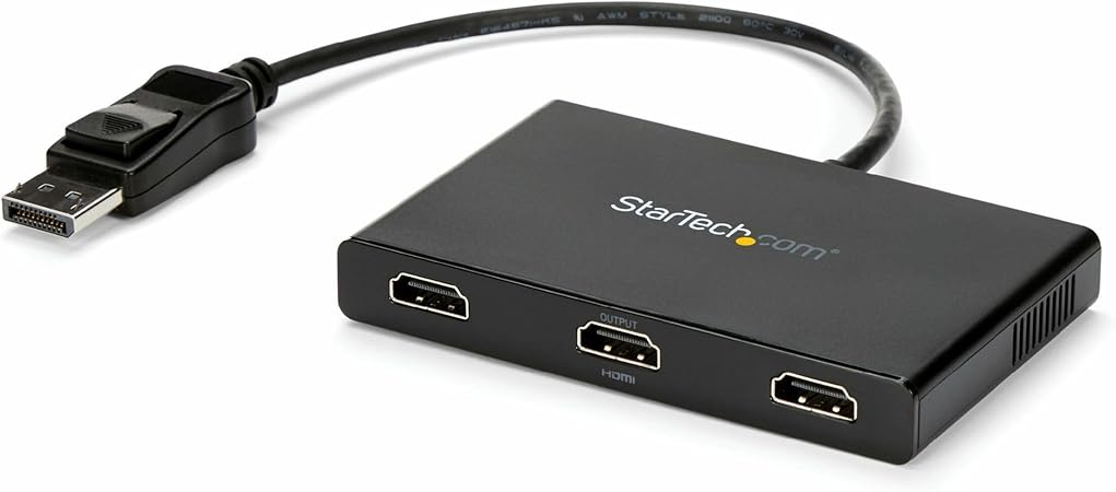 StarTech.com 3-Port Multi Monitor Adapter - DisplayPort 1.2 to 3x HDMI MST Hub - Triple 1080p HDMI Monitors - Extended or Cloned Display mode - Windows PCs Only - DP to 3x HDMI Splitter (MSTDP123HD)