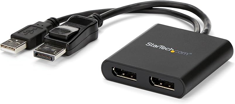 StarTech.com Dual-Monitor DisplayPort 1.2 Splitter, DP to 2x DP Multi-Monitor Adapter, 4K 30Hz/1080p 60Hz MST Hub for Windows