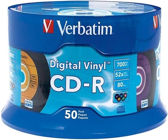 Verbatim CD-R Blank Discs 700MB 80min 52X Recordable Disc for Data and Music with Digital Vinyl Surface - 50pk Spindle Blue/Green/Orange/Pink/Purple