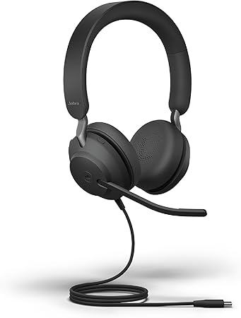 Jabra Evolve2 40 SE Wired Stereo Noise-Cancelling Headset - Features 3-Microphone Call Technology and USB-C Cable - MS Teams Certified, Works with All Other Platforms - Black