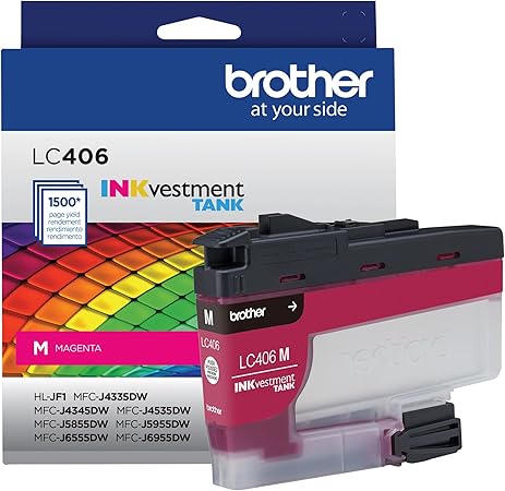 Brother Genuine LC406M Standard Yield Magenta INKvestment Tank Ink Cartridge