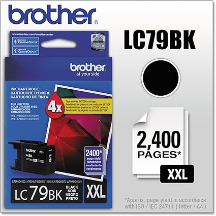 Brother Printer LC-79BK Super High Yield (XXL) Cartridge Ink - Retail Packaging-Black