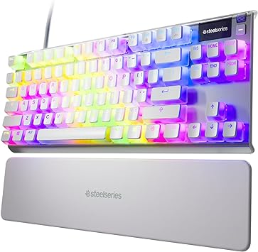 SteelSeries Apex 7 TKL Compact Mechanical Gaming Keyboard – OLED Smart Display – USB Passthrough and Media Controls – Linear and Quiet – RGB Backlit (Red Switch) - Ghost